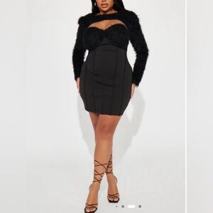 Elegant Black Strapless Dress with matching jacket Size 1XL (New)